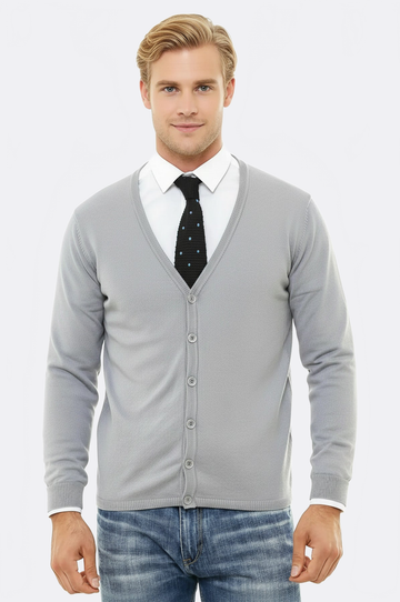 Grey Slim Fit Cotton Knit Jumper | Wessi
