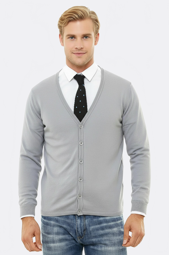 Grey Slim Fit Cotton Knit Jumper | Wessi