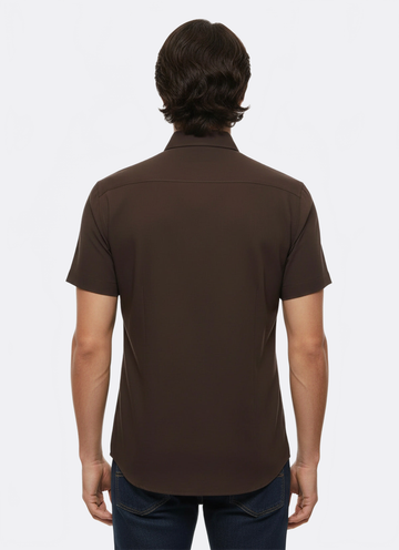 Men's Brown Slim Fit Short Sleeve Shirt – Wessi