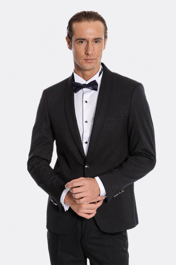 Men's Midnight Navy Micro-Textured 2-Piece Slim Fit Tuxedo with Shawl Lapel