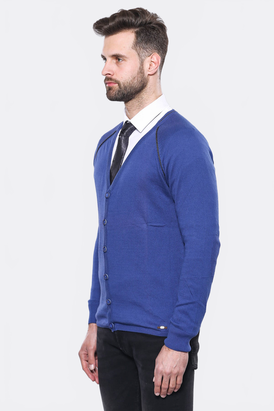 Indigo Slim Fit Cotton Cardigan – Wessi