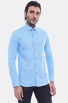 Men's Light Blue Slim Fit Dot Patterned Cotton Shirt | Wessi