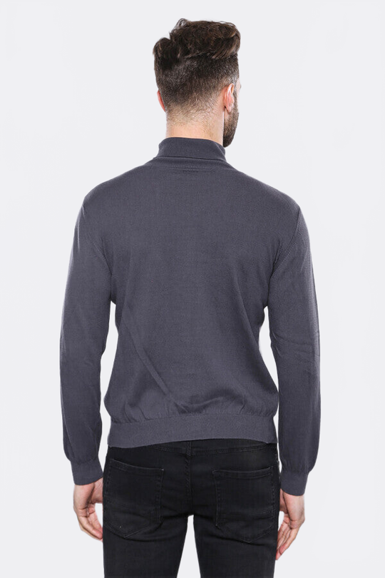 Anthracite Turtleneck Slim Fit Cotton Sweater – Wessi