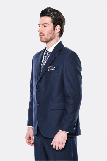 Men's Navy Blue Poly-Viscose 4-Drop Comfort Fit 2-Piece Suit