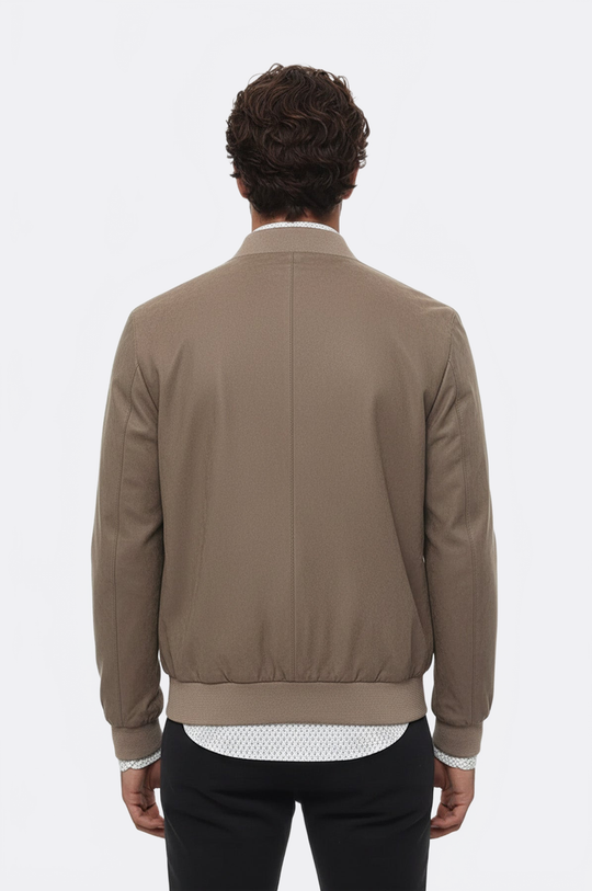 Cream Suede Slim Fit Flap Pocket Bomber Jacket – Wessi