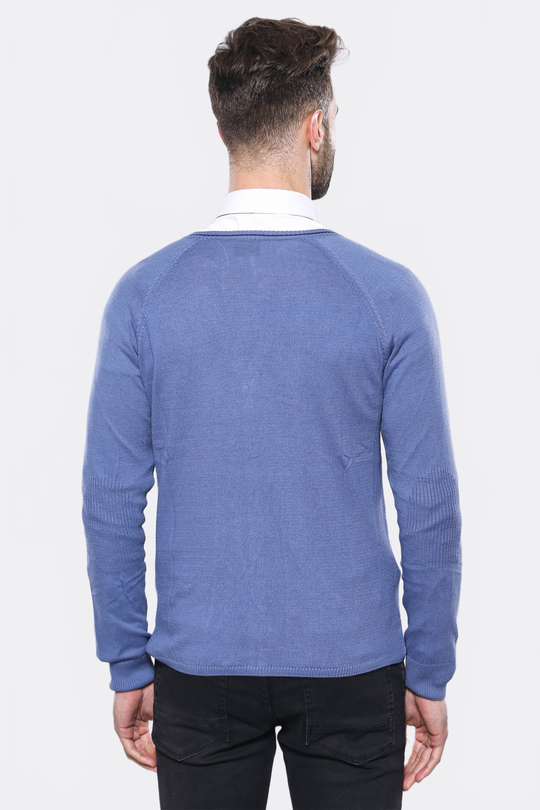 Sky Blue Slim Fit Cotton Cardigan – Wessi