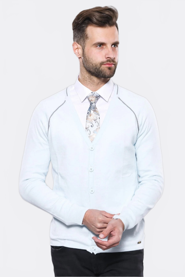Ice Blue Slim Fit Cotton Cardigan – Wessi