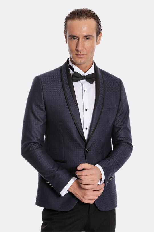 Men's Maroon Micro-Patterned Shawl Lapel 2-Piece Slim Fit Combination Tuxedo