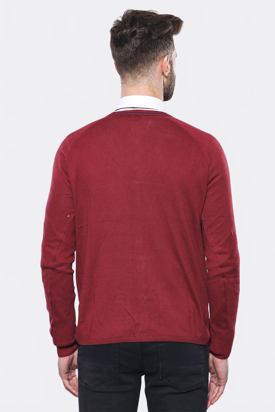 Burgundy Slim Fit Cotton Cardigan – Wessi