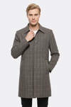 Tan Check Slim Fit Peak Lapel Hidden Button Wool Blend Coat – Wessi
