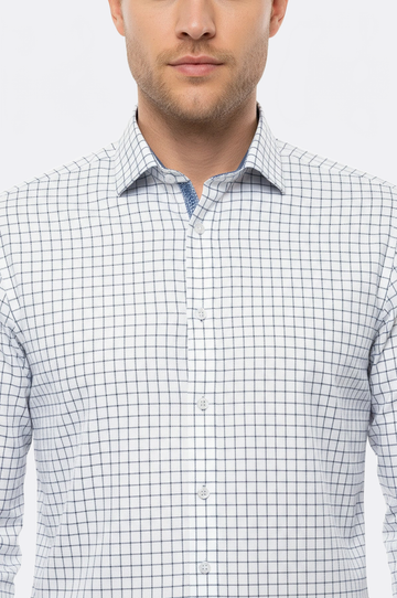 Men's Blue Plaid Slim Fit Shirt | Wessi