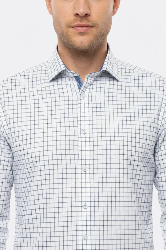 Men's Blue Plaid Slim Fit Shirt | Wessi