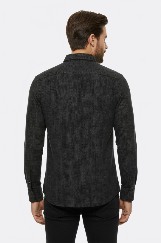 Men's Dark Green Slim Fit Herringbone Shirt | Wessi