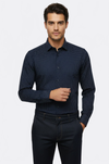 Men's Navy Blue Slim Fit Patterned Cotton Shirt | Wessi