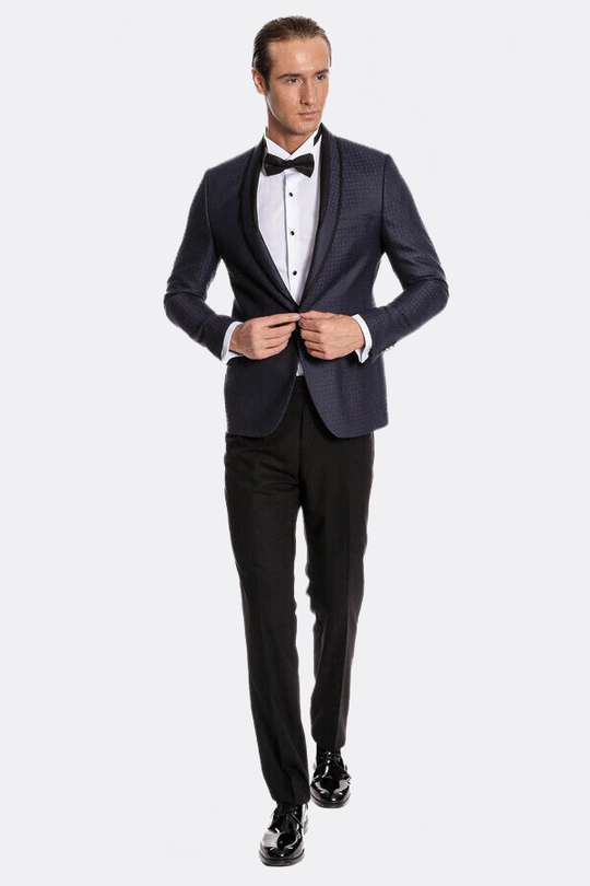 Men's Maroon Micro-Patterned Shawl Lapel 2-Piece Slim Fit Combination Tuxedo