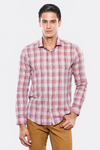 Slim Fit Burgundy Plaid Cotton Shirt — Wessi