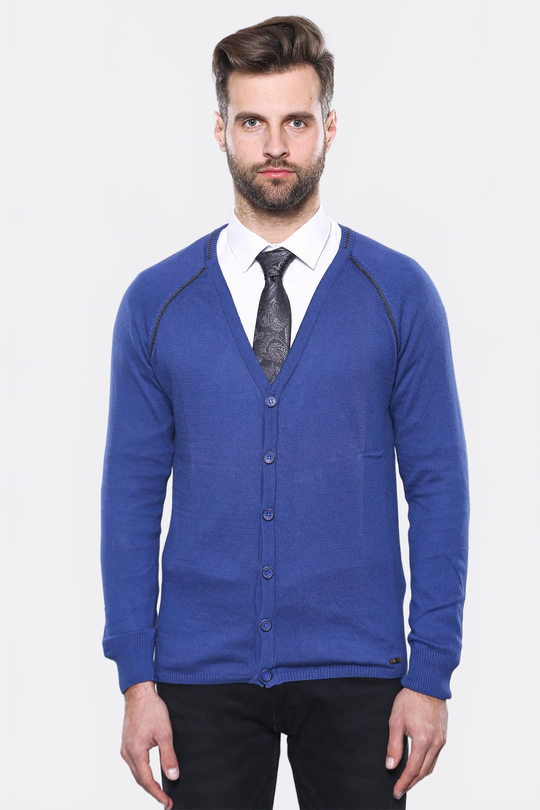 Indigo Slim Fit Cotton Cardigan – Wessi