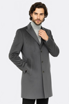 Grey Suede Slim Fit Peak Wide Lapel Long Coat – Wessi