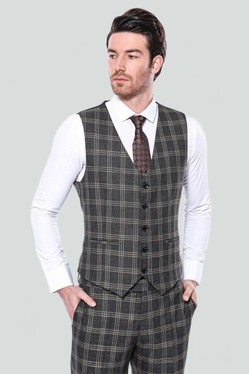 Black Slim Fit Plaid Waistcoat – Wessi