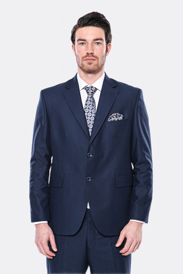 Men's Navy Blue Poly-Viscose 4-Drop Comfort Fit 2-Piece Suit