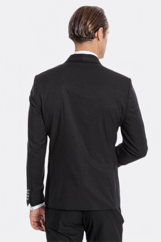 Men's Midnight Navy Micro-Textured 2-Piece Slim Fit Tuxedo with Shawl Lapel