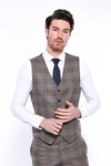 Brown Slim Fit Plaid V-Neck Waistcoat – Wessi