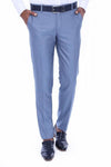 Light Blue Slim Fit Patterned Dress Trousers – Wessi