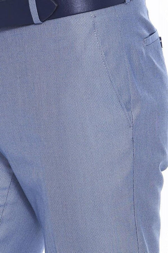 Light Blue Slim Fit Patterned Dress Trousers – Wessi