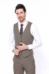 Cream Slim Fit Self-Patterned Single Waistcoat – Wessi