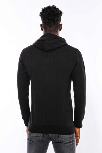 Black Slim Fit Crew Neck Patterned Sweatshirt | Wessi