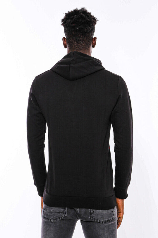 Black Slim Fit Crew Neck Patterned Sweatshirt | Wessi