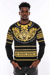 Black & Yellow Slim Fit Crew Neck Patterned Sweatshirt | Wessi