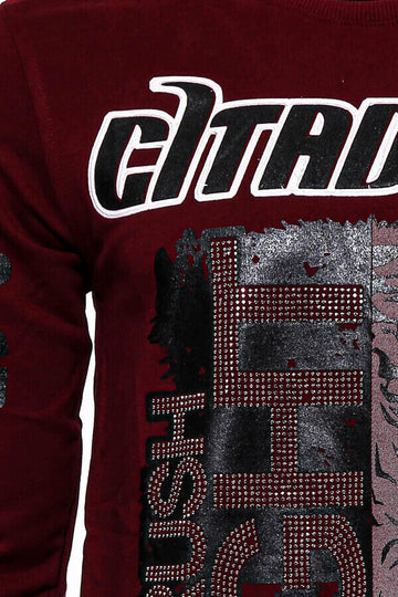 Brown Slim Fit Crew Neck Patterned Sweatshirt | Wessi