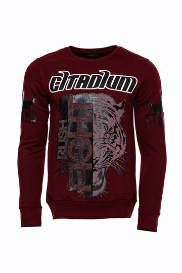 Brown Slim Fit Crew Neck Patterned Sweatshirt | Wessi