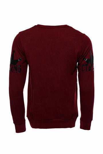 Brown Slim Fit Crew Neck Patterned Sweatshirt | Wessi