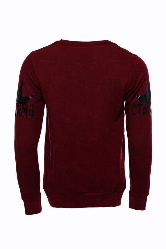 Brown Slim Fit Crew Neck Patterned Sweatshirt | Wessi