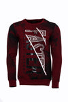 Burgundy Slim Fit Graphic Print Crew Neck Sweatshirt – Wessi