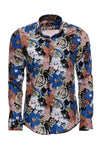 Men's Brown Slim Fit Floral Patterned Cotton Shirt | Wessi