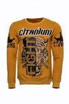Mustard Slim Fit Crew Neck Patterned Sweatshirt | Wessi
