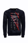 Navy Blue Slim Fit Crew Neck Patterned Sweatshirt | Wessi