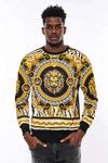 Black & Yellow Slim Fit Crew Neck Patterned Sweatshirt | Wessi