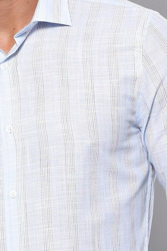 Slim Fit Sky Blue Plaid Cotton Shirt — Wessi