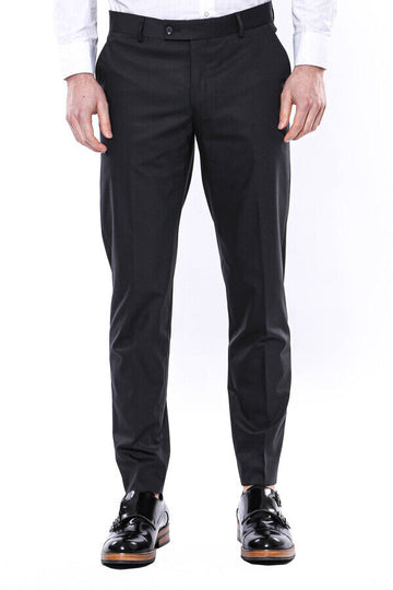 Anthracite Slim Fit Plain Dress Trousers – Wessi