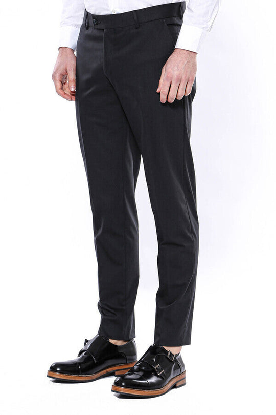 Anthracite Slim Fit Plain Dress Trousers – Wessi