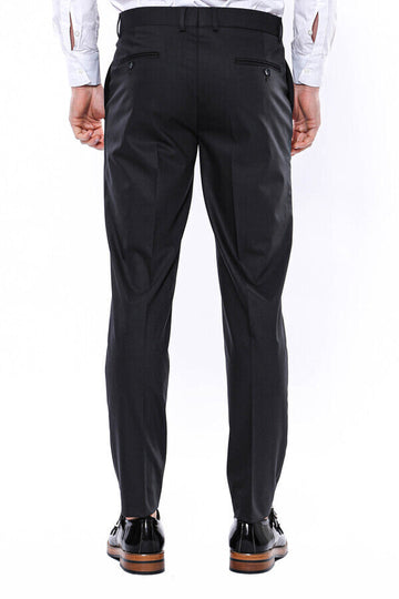Anthracite Slim Fit Plain Dress Trousers – Wessi