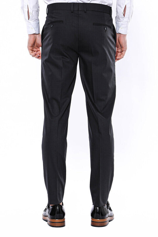 Anthracite Slim Fit Plain Dress Trousers – Wessi