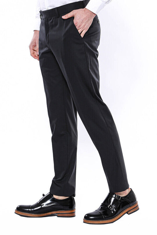 Anthracite Slim Fit Plain Dress Trousers – Wessi
