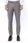 Beige Slim Fit Plain Dress Trousers – Wessi