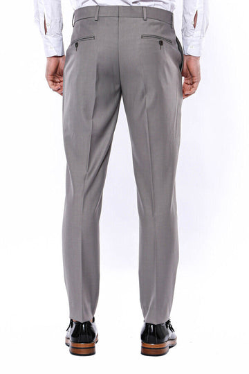 Beige Slim Fit Plain Dress Trousers – Wessi