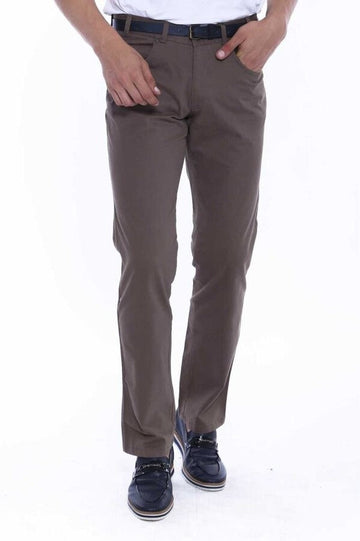 Brown Slim Fit Suede Cotton Covered Pocket Trousers – Wessi